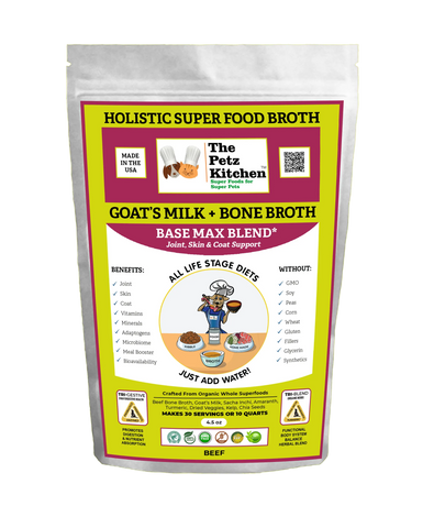 Goats Milk + Bone Broth Base Max* Joint, Skin & Coat Support Broth* The Petz Kitchen Dog & Cat