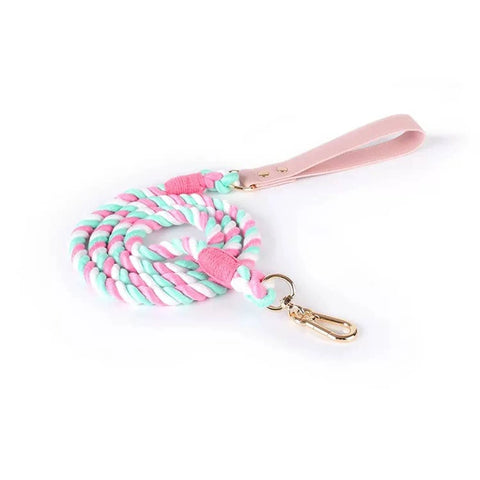 Luxe Royal Leather Rope Leash and Collar Set  - Size:   | Pack Of: 1