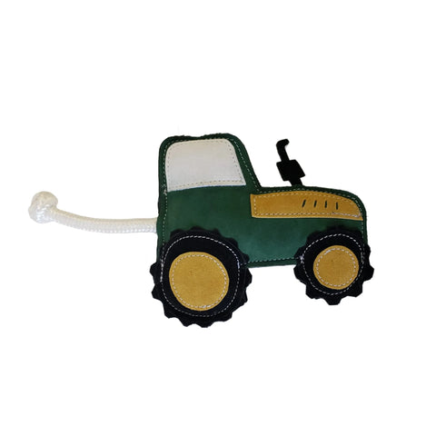 Vegan Leather Green Tractor Eco Friendly Dog Toy