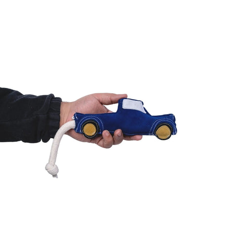 Vegan Leather Blue Pickup Truck Eco Friendly Dog Toy