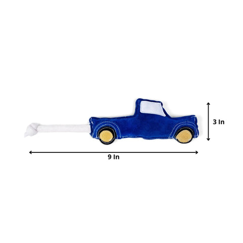 Vegan Leather Blue Pickup Truck Eco Friendly Dog Toy