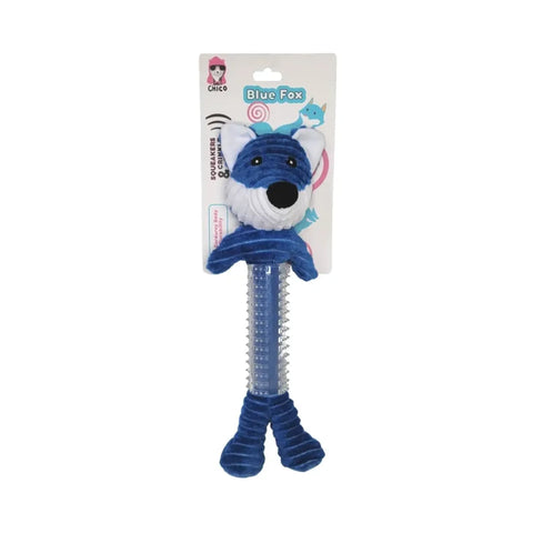 Blue Fox Corduroy Squeaking Dog Toy With TPR Protrusions