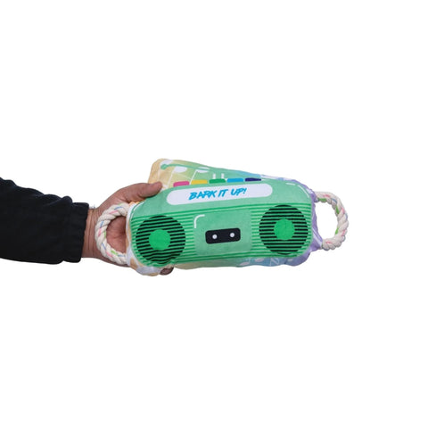 BoomBox Crinkle and Squeaky Plush Dog Toy