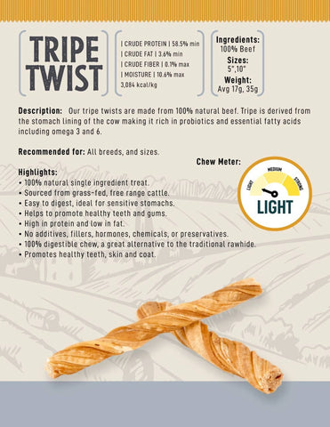 All-Natural Tripe Twist Dog Treats