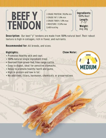 All-Natural Beef Y Tendon Dog Treat