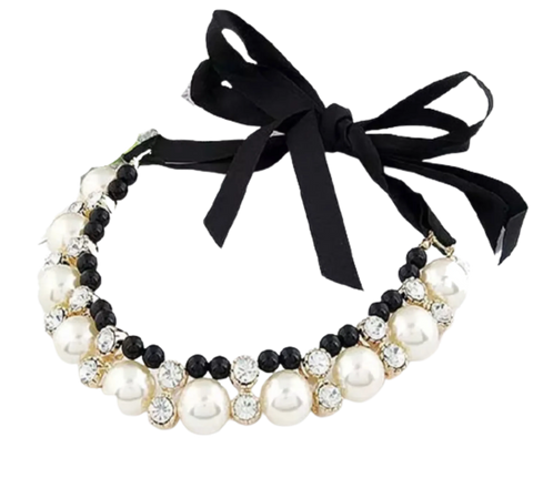 Lovely Pearl Ribbon Necklace