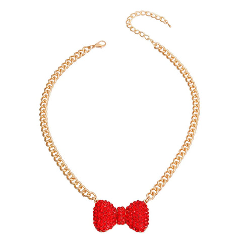 Red Bow Pendant Necklace