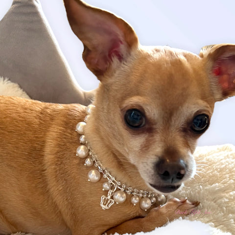 Rhinestone & Pearl Crown Necklace