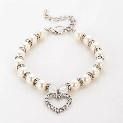 Heart and Pearl Necklace- White