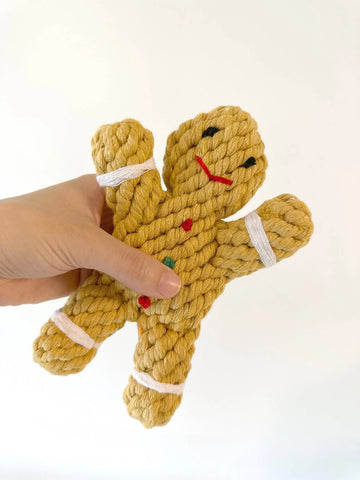 Handmade Sustainable Gingerman Rope Toys, Dog Chew Toys