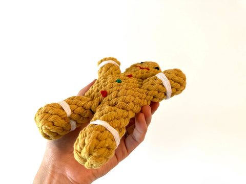 Handmade Sustainable Gingerman Rope Toys, Dog Chew Toys