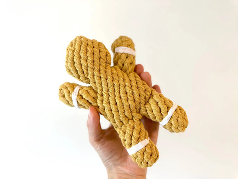 Handmade Sustainable Gingerman Rope Toys, Dog Chew Toys