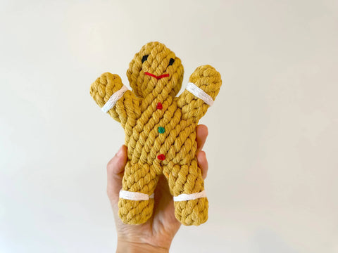 Handmade Sustainable Gingerman Rope Toys, Dog Chew Toys