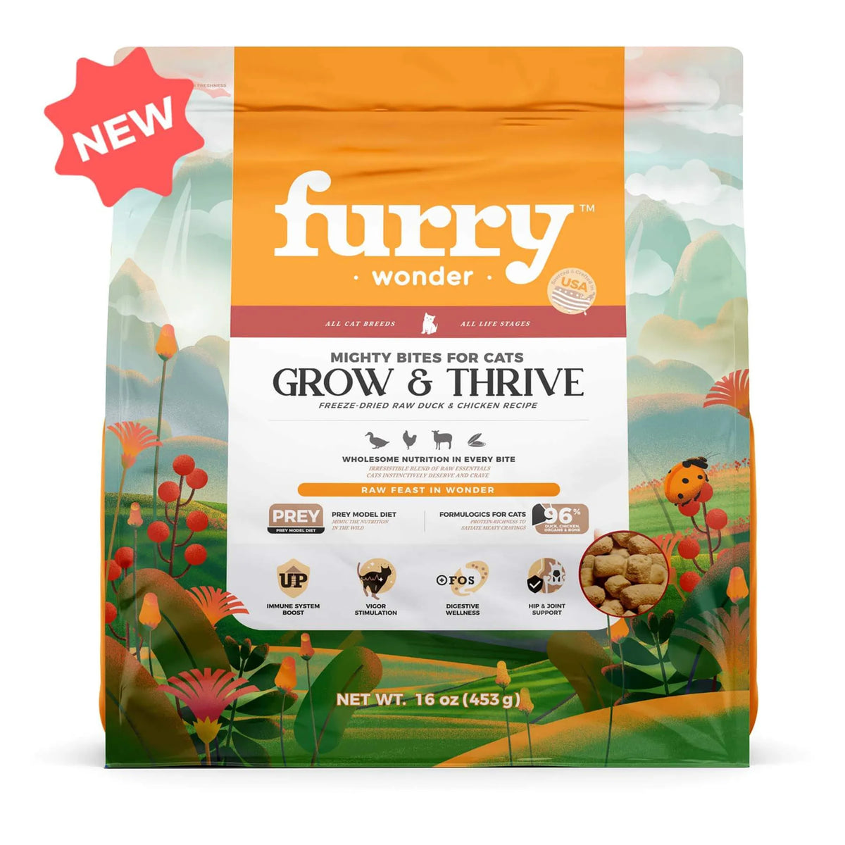 Grow&Thrive Freeze-Dried Raw Duck&Chicken Recipe for Cats