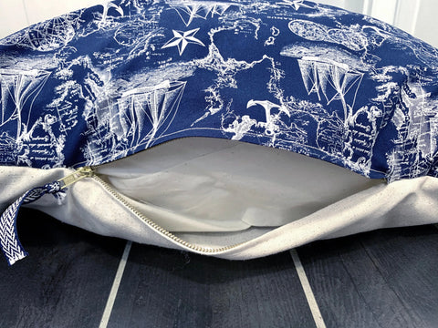 Carta Marina Navy Vintage Nautical Toile Duvet-style Dog Bed