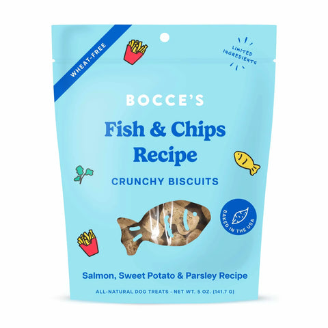 Bocce's Bakery Fish & Chips Biscuit Dog Treats 5oz