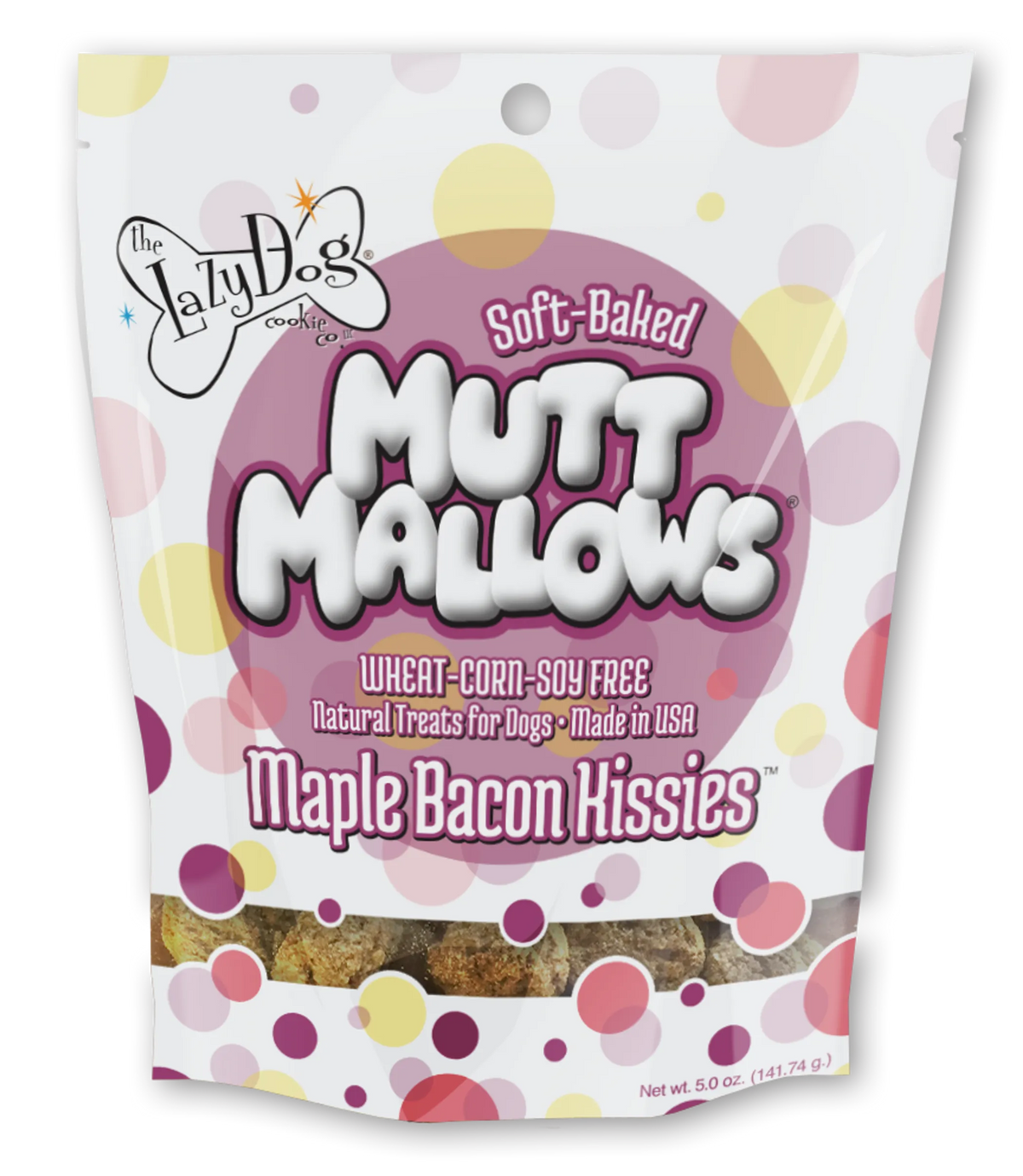 Lazy Dog Mutt Mallows Maple Bacon Kissies Dog Treat 5oz