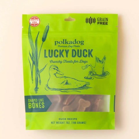 Polkadog Lucky Duck Bone Shaped Crunchy Dog Treats 7oz