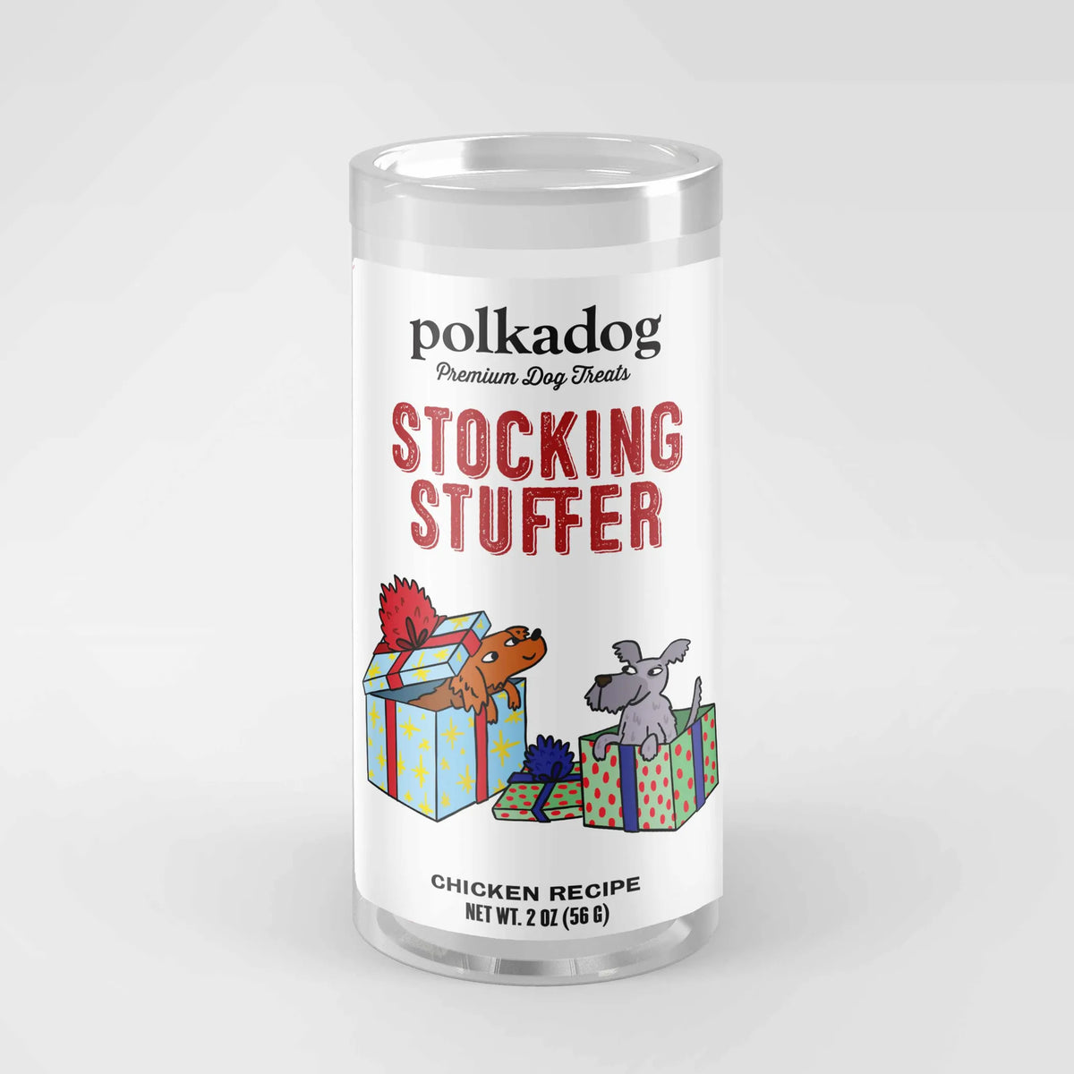 Polka Dog Holiday Mini Tube: Stocking Stuffer, Chicken Little Bits 2oz