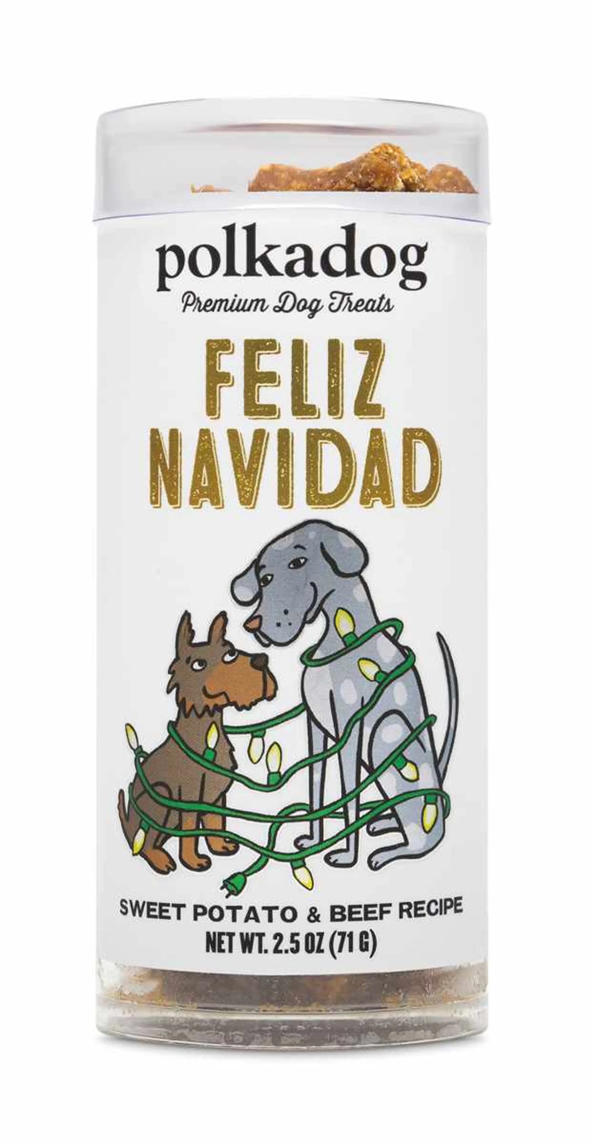 Polkadog Holiday Mini Tube: Feliz Navidad, Sweet Potato and Beef 2.5oz