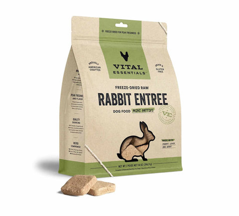 Vital Essentials(R) Freeze-Dried Raw Rabbit Entree Dog Food Mini Patties, 14 oz