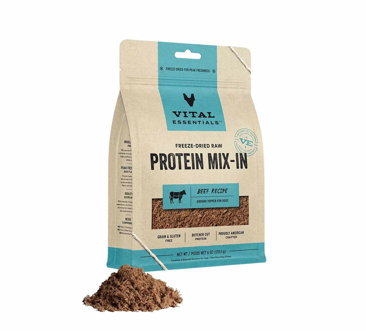 Vital Essentials(R) Freeze-Dried Raw Beef Protein Mix-In Ground Topper for Dogs, 6 oz