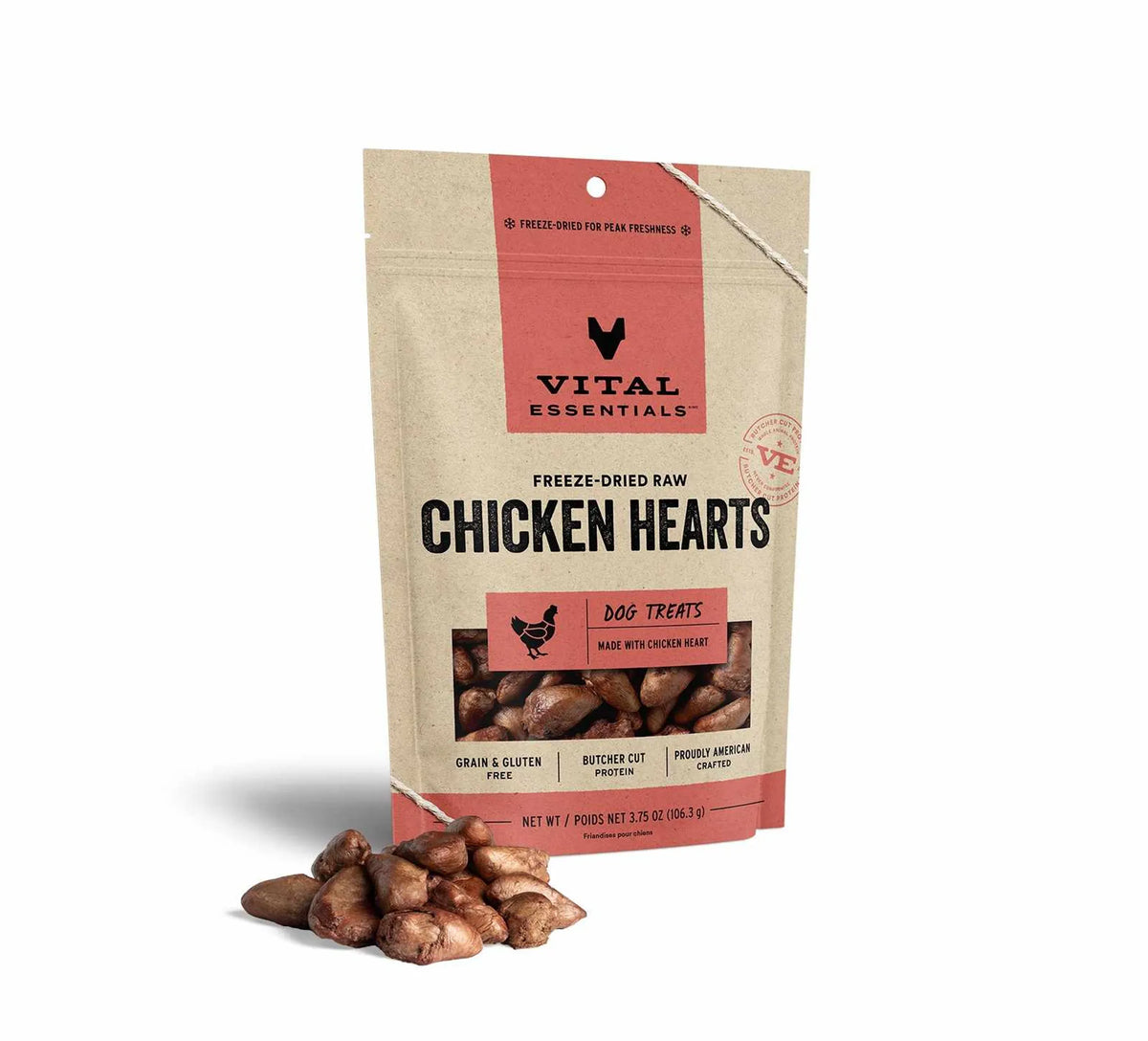 Vital Essentials(R) Freeze-Dried Chicken Hearts Dog Treats,