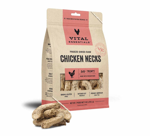 Vital Essentials(R) Freeze-Dried Raw Chicken Necks Dog Treats, 9 oz