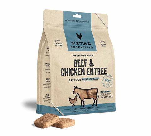 Vital Essentials(R) Freeze-Dried Raw Beef & Chicken Entree Cat Food Mini Patties,