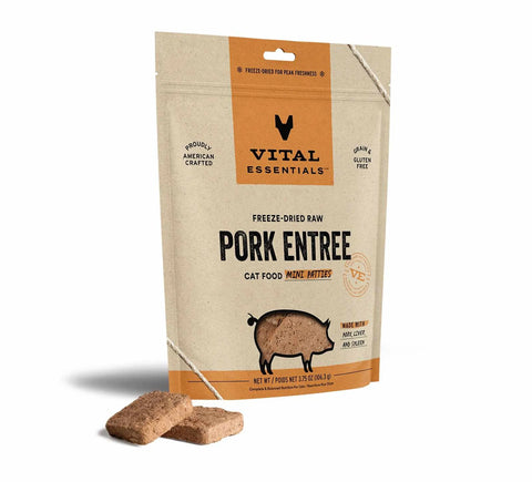 Vital Essentials(R) Freeze-Dried Raw Pork Entree Cat Food Mini Patties