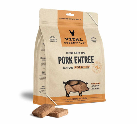 Vital Essentials(R) Freeze-Dried Raw Pork Entree Cat Food Mini Patties