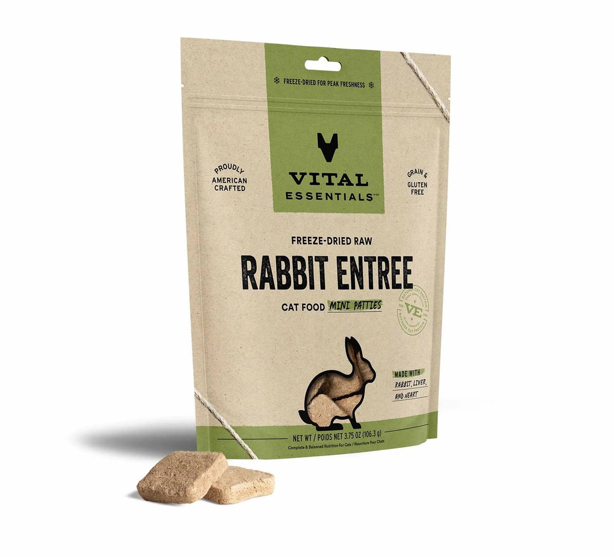 Vital Essentials(R) Freeze-Dried Raw Rabbit Entree Cat Food Mini Patties