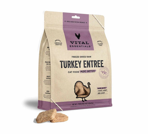 Vital Essentials(R) Freeze-Dried Raw Turkey Entree Cat Food Mini Patties,