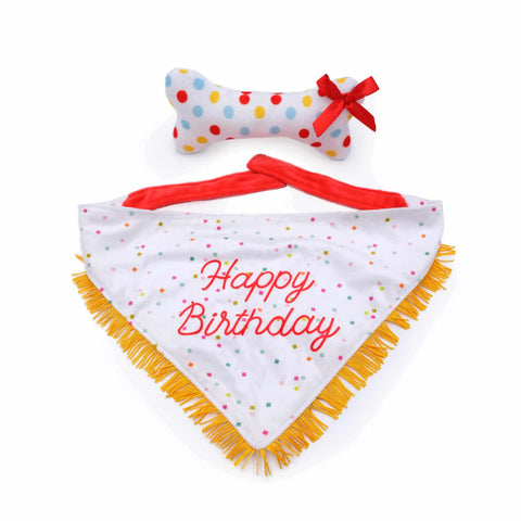 ZippyPaws Birthday Bandana and Bone 2-Pack