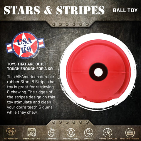 USA-K9 Stars and Stripes Ultra-Durable Rubber Chew Ball