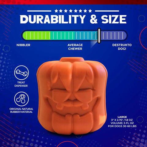 MKB Jack O' Lantern Durable Rubber Chew Toy & Treat Dispenser