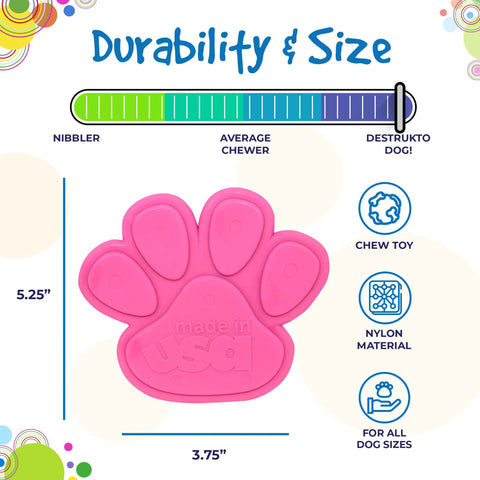 SP Paw Print Ultra Durable Nylon Dog Chew Toy for Aggressive Chewers