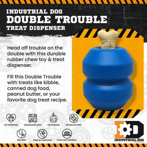 ID Double Trouble Durable Rubber Chew Toy and Treat Dispenser