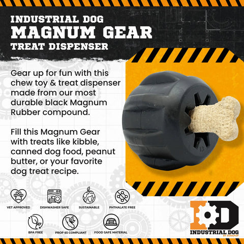 Magnum Black ID Gear Treat Pocket Durable Rubber Treat Holder and Chew Toy