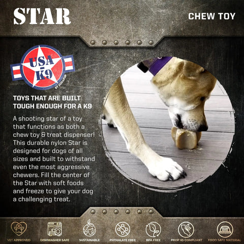 Durable Nylon Star Dog Chew Toy and Enrichment Toy for Aggressive Chewers