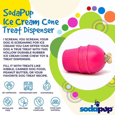 SP Ice Cream Cone Durable Rubber Chew Toy and Treat Dispenser