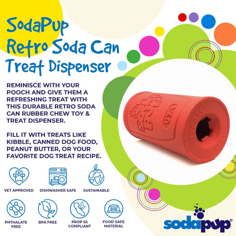 SP Retro Soda Can Durable Rubber Chew Toy and Treat Dispenser